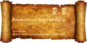 Raskovics Barnabás névjegykártya